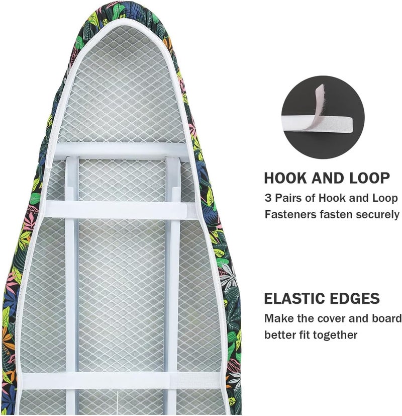 LCLW Ironing Board Cover and Pad Standard Size 15 x 54,3 Pairs of Hook and Loop Fastener Straps,Elastic Edges,2 Layers Ironing Board Cover with Thick Padding (C Pattern) - Image 4